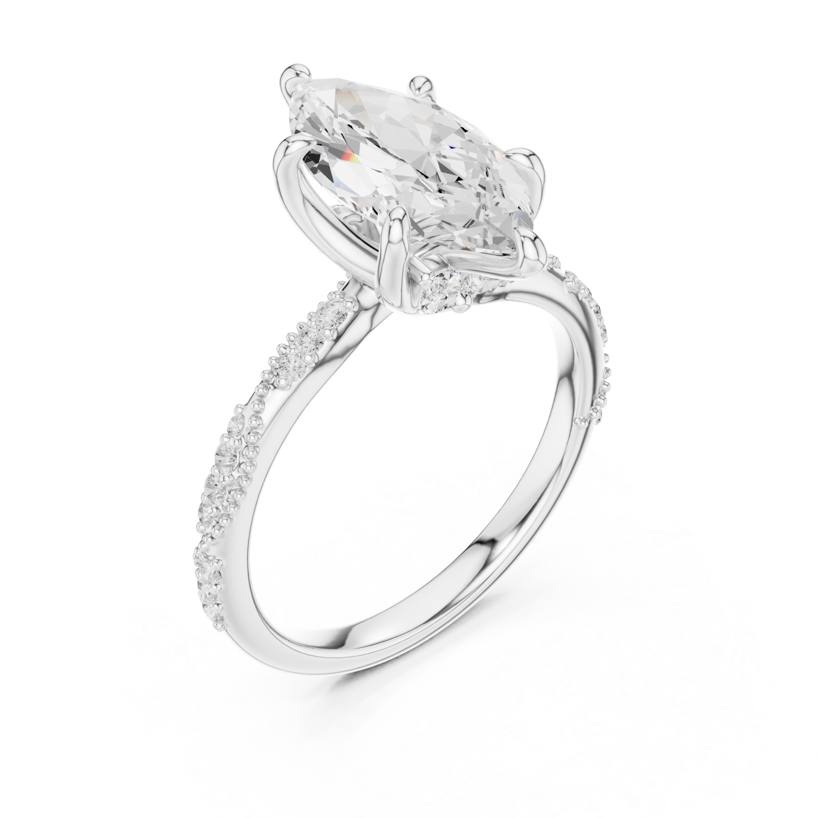  White Gold Moonlit Essence Statement Band Ring Right View