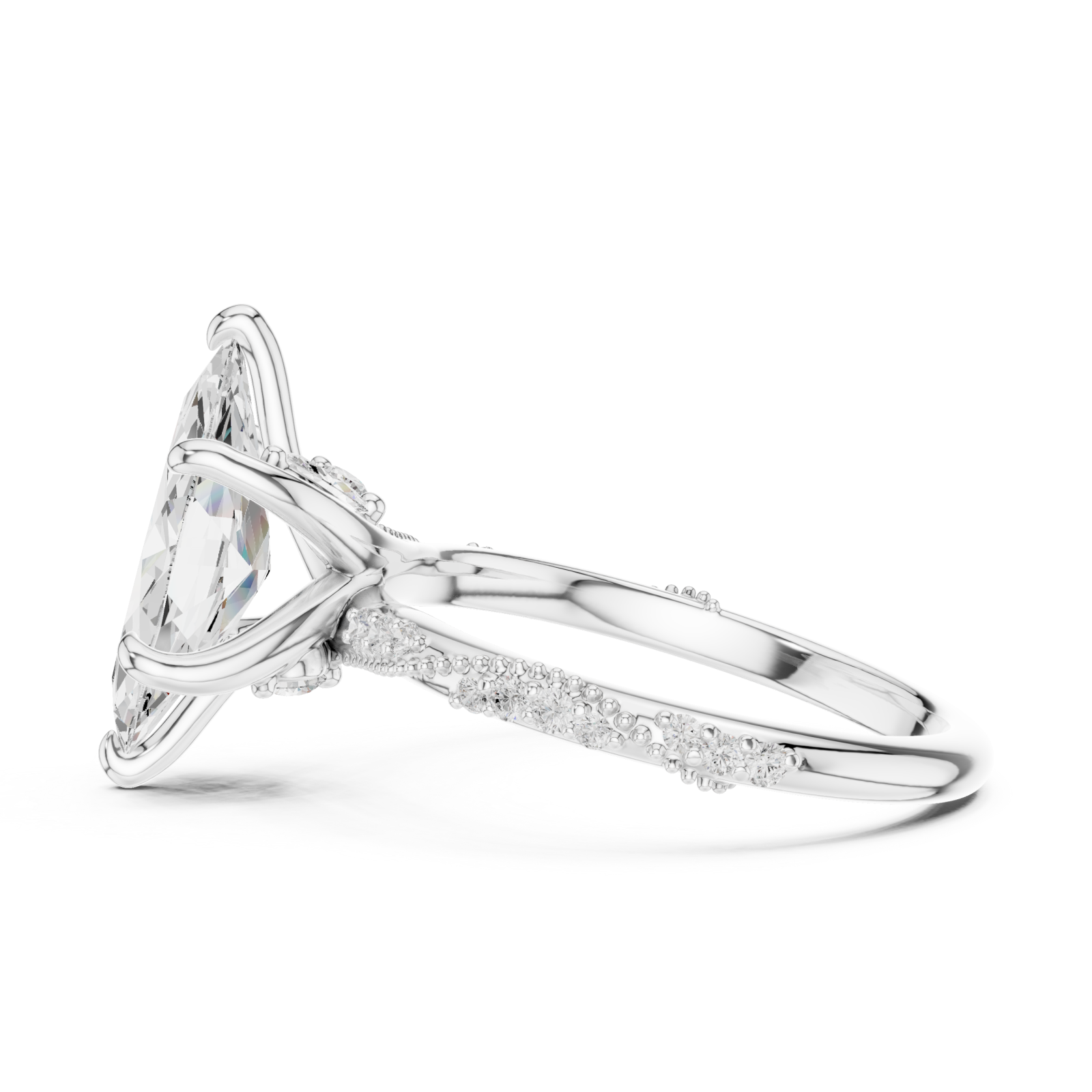  White Gold Moonlit Essence Statement Band Ring Side View