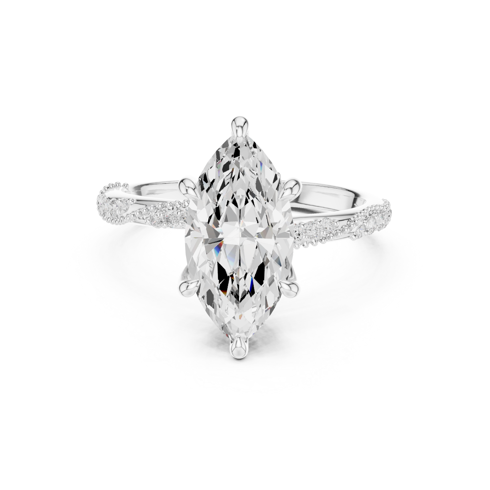 White Gold Moonlit Essence Statement Band Ring Front View