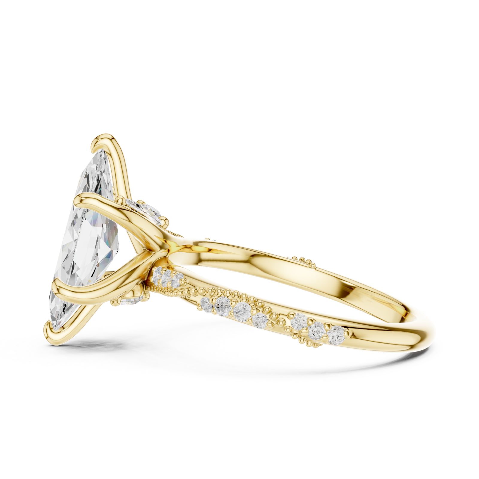  Gold Moonlit Essence Statement Band Ring Side View