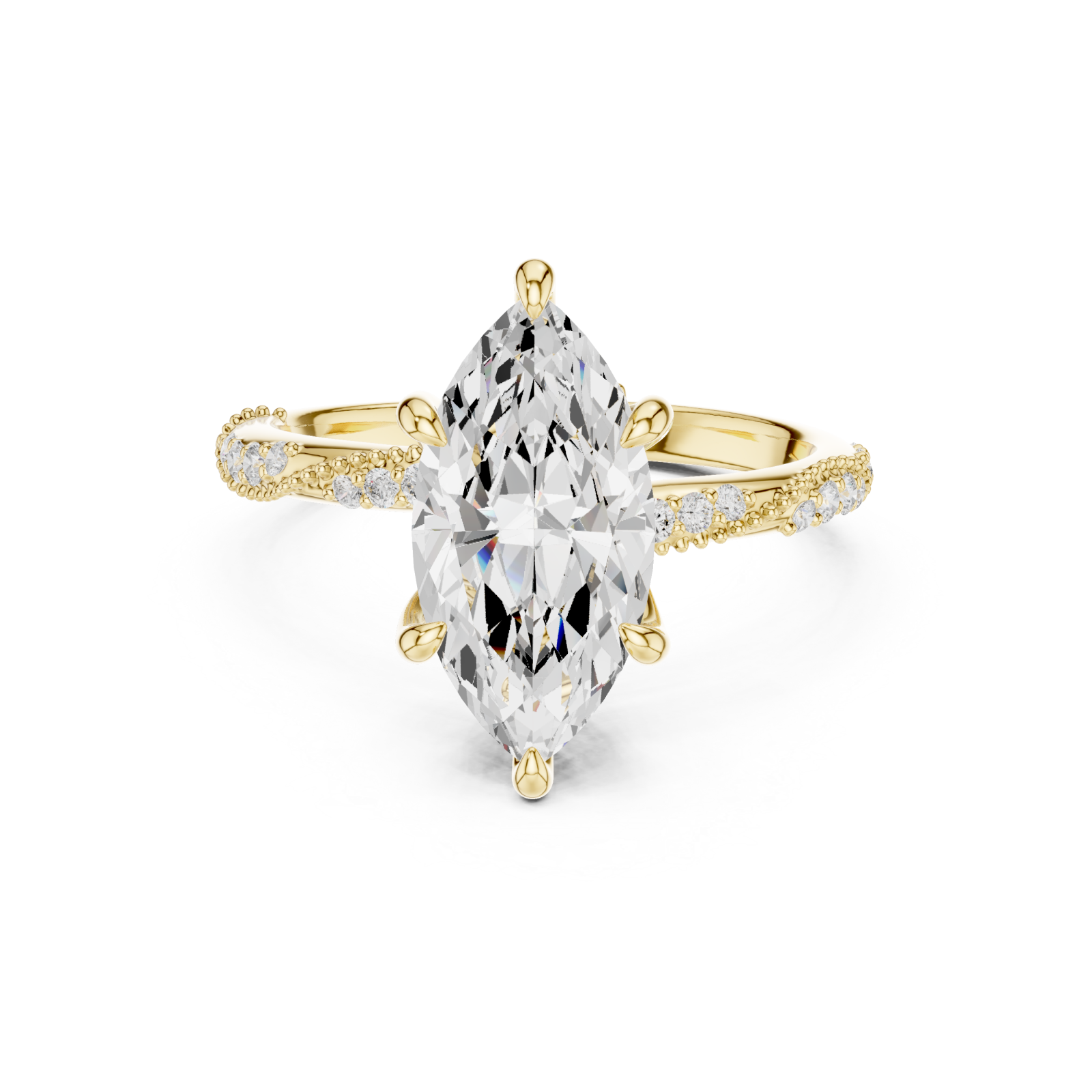  Gold Moonlit Essence Statement Band Ring Front View