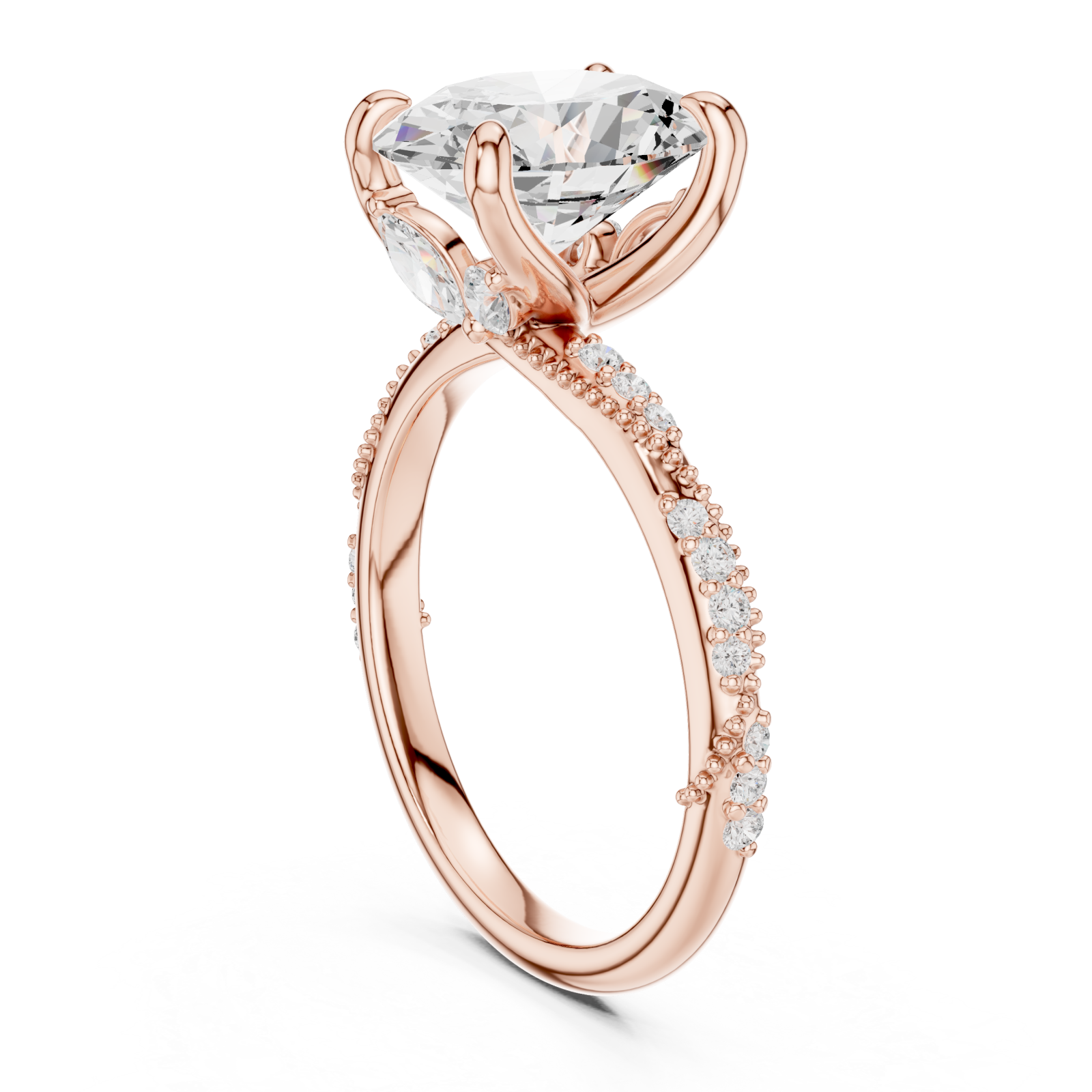  Rose Gold Eternal Embrace Luxe Halo Band Ring Left View