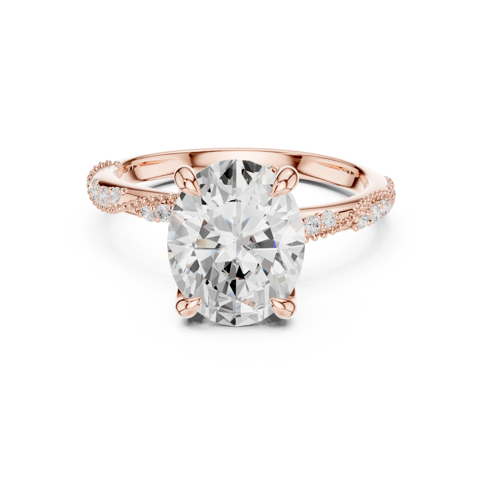  Rose Gold Eternal Embrace Luxe Halo Band Ring Front View