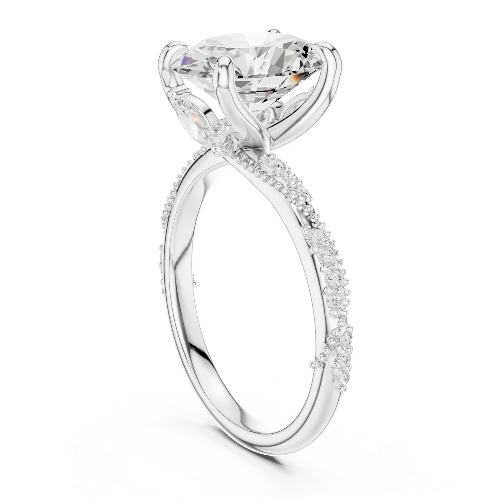  White Gold Eternal Embrace Luxe Halo Band Ring Left View