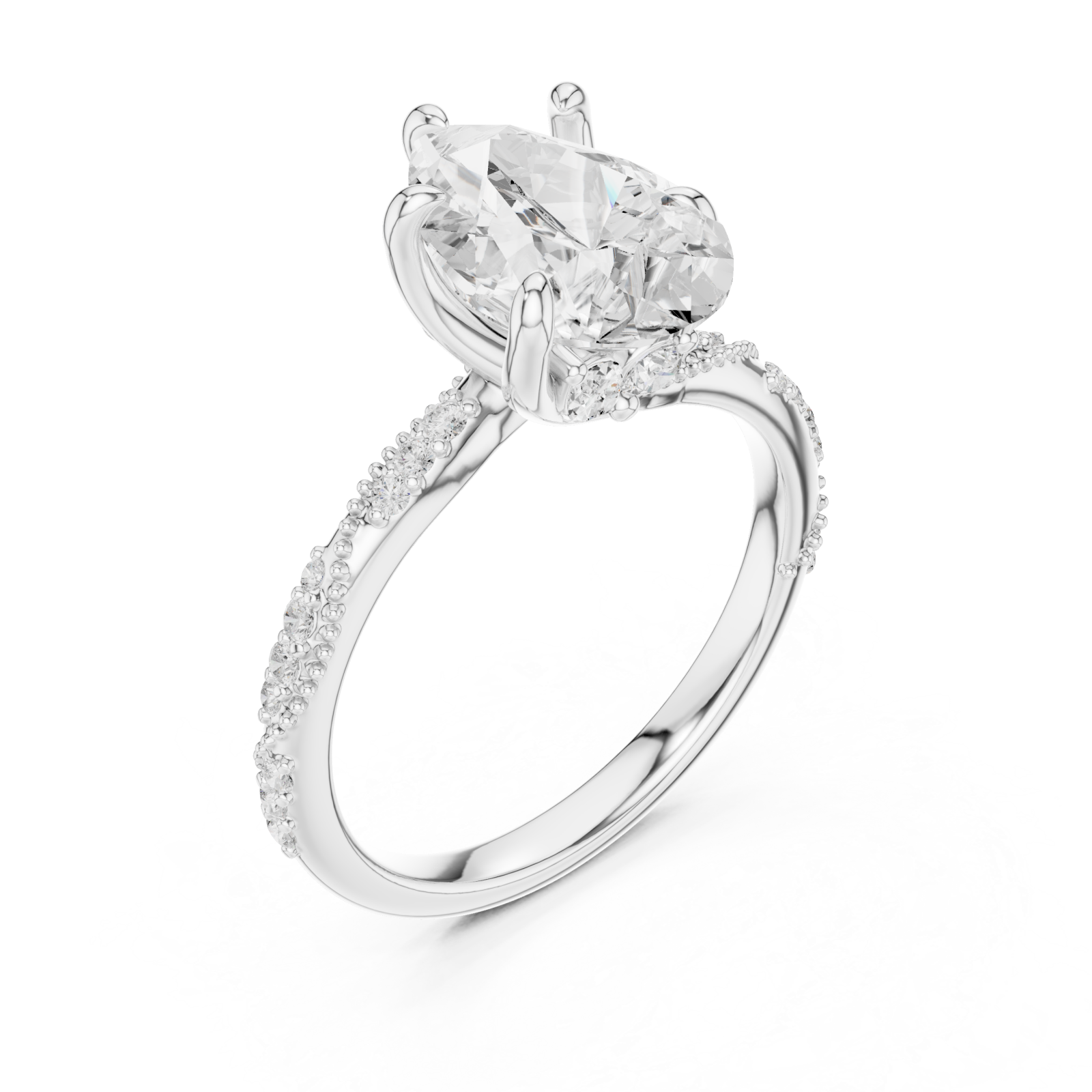  White Gold Enchanted Petal Radiance Halo Ring Right View