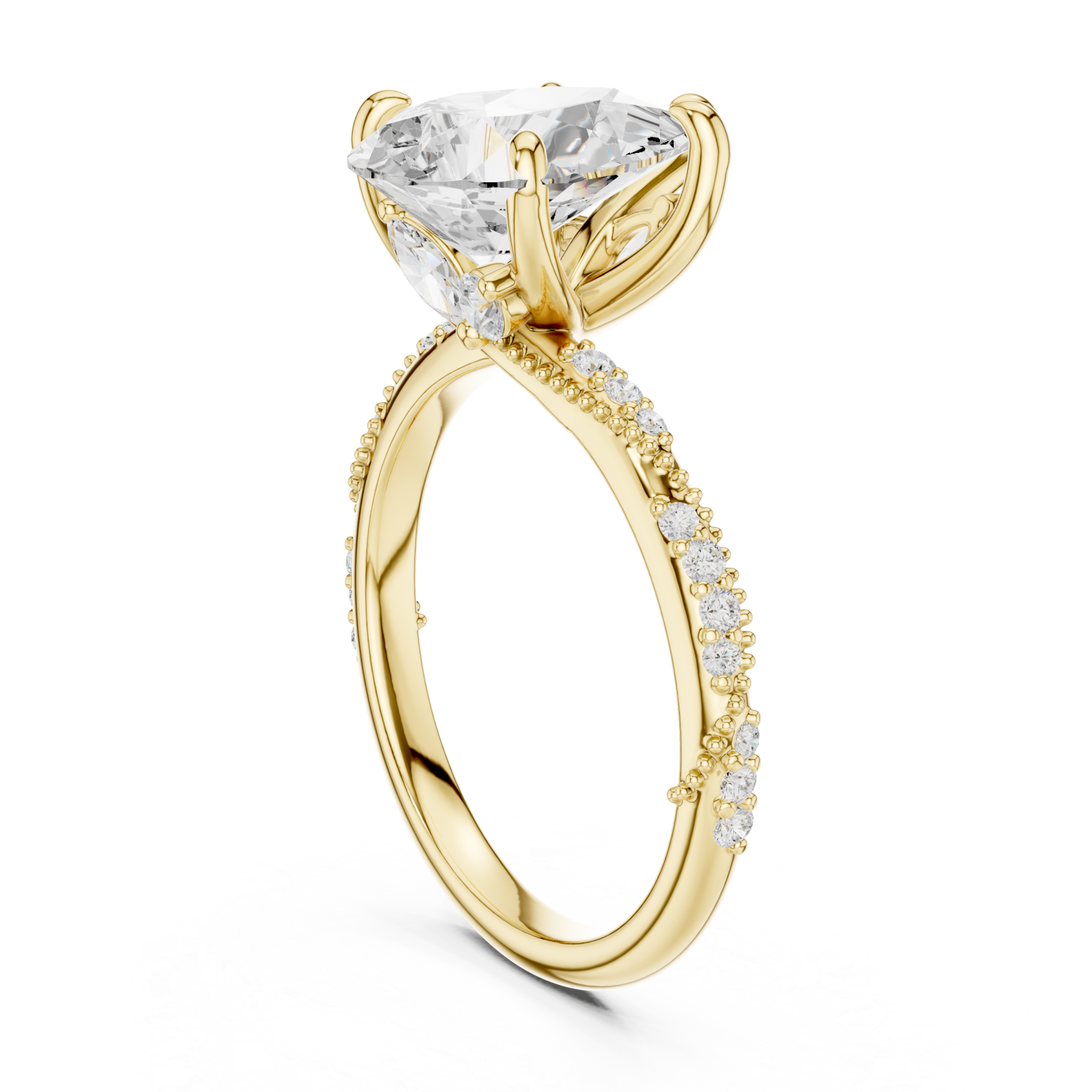  Gold Enchanted Petal Radiance Halo Ring Left View