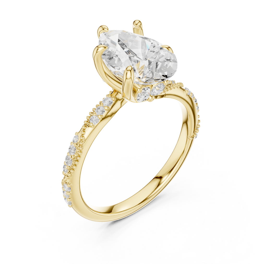 Gold Enchanted Petal Radiance Halo Ring Right View
