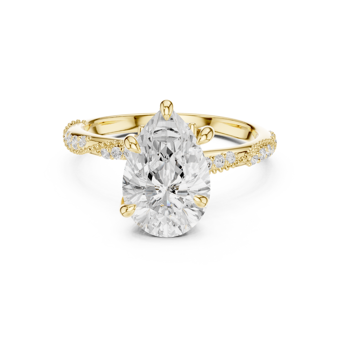 Gold Enchanted Petal Radiance Halo Ring Right View