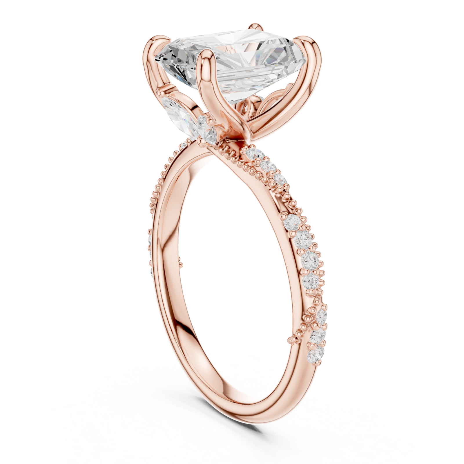  Rose Gold Twilight Embrace Radiant Ring Left View
