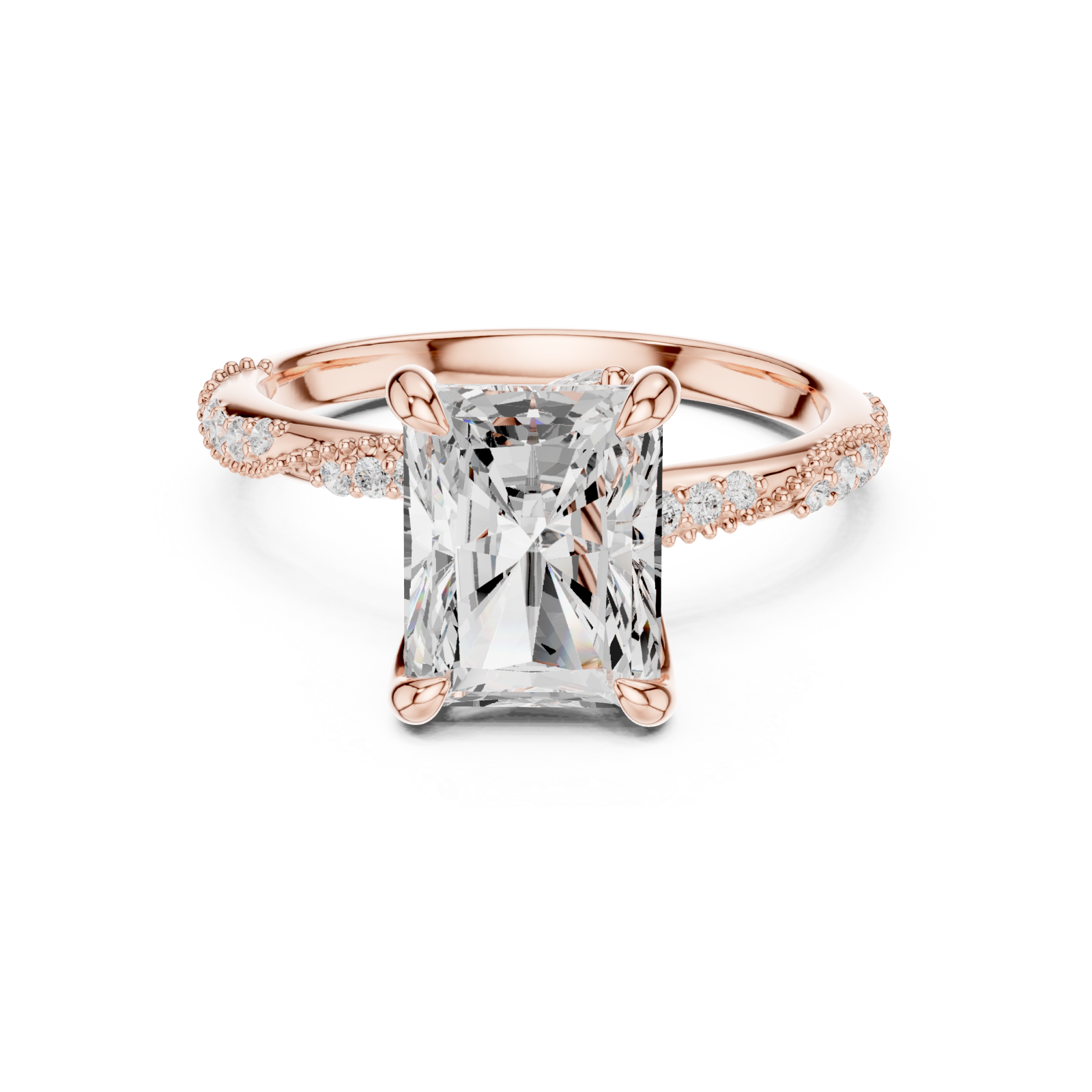 Rose Gold Twilight Embrace Radiant Ring Front View