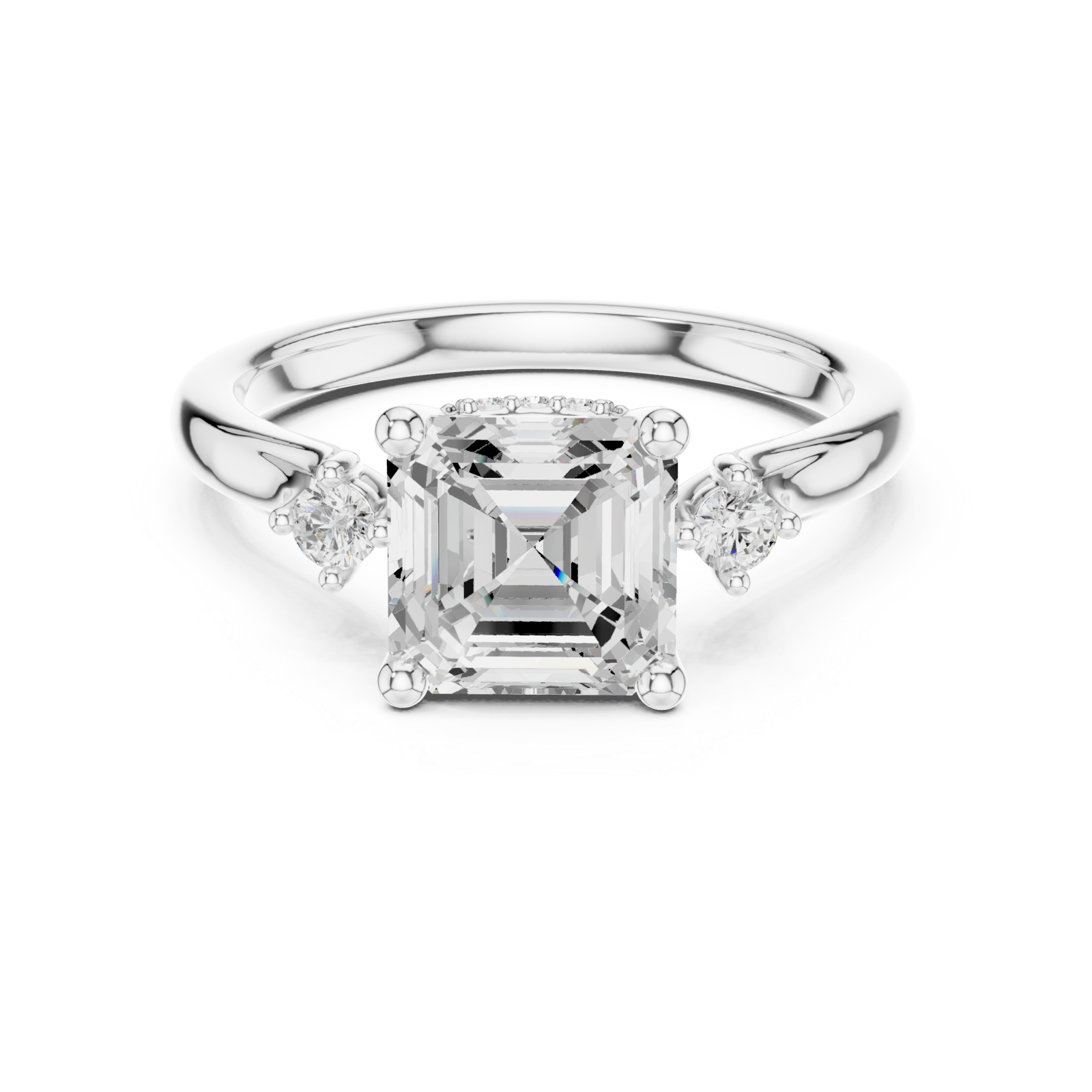  White Gold Radiant Illusion Artistry Ring Front View