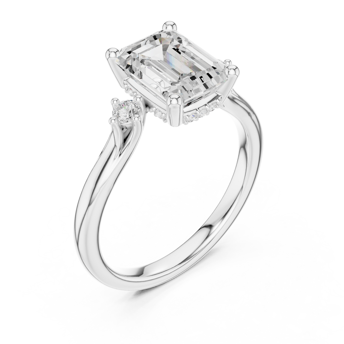  White Gold Ethereal Silhouette Sculpted Ring Right View