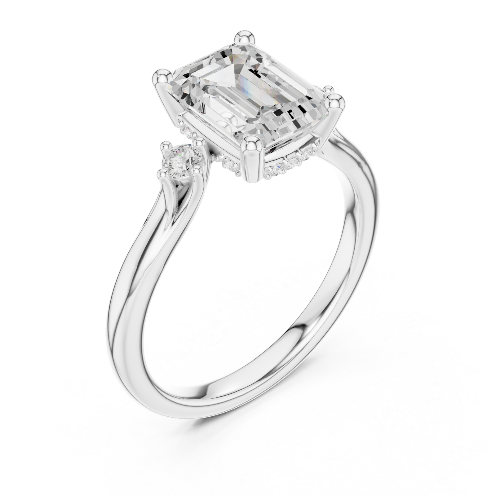 White Gold Ethereal Silhouette Sculpted Ring Right View