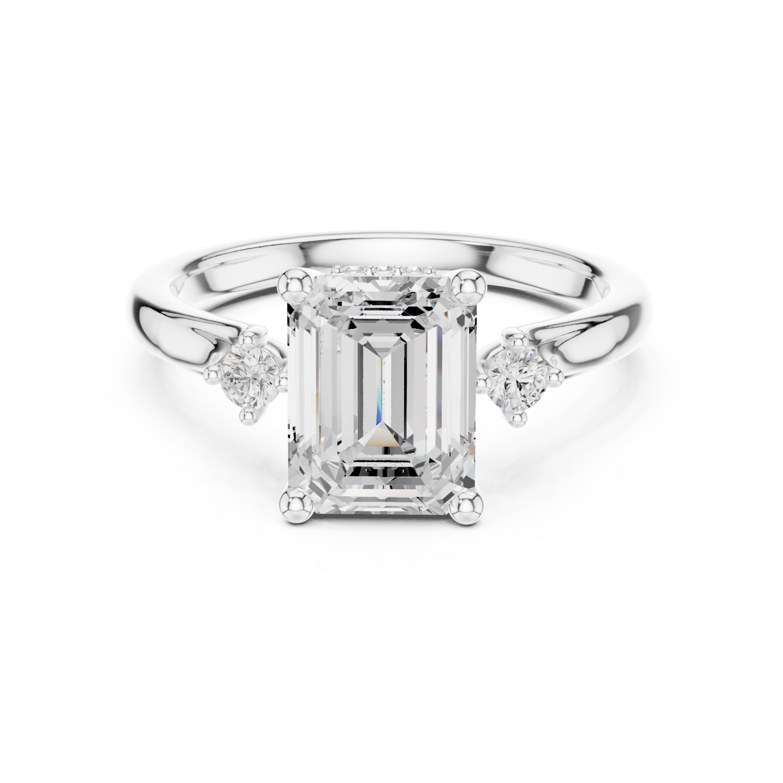  White Gold Ethereal Silhouette Sculpted Ring Front View