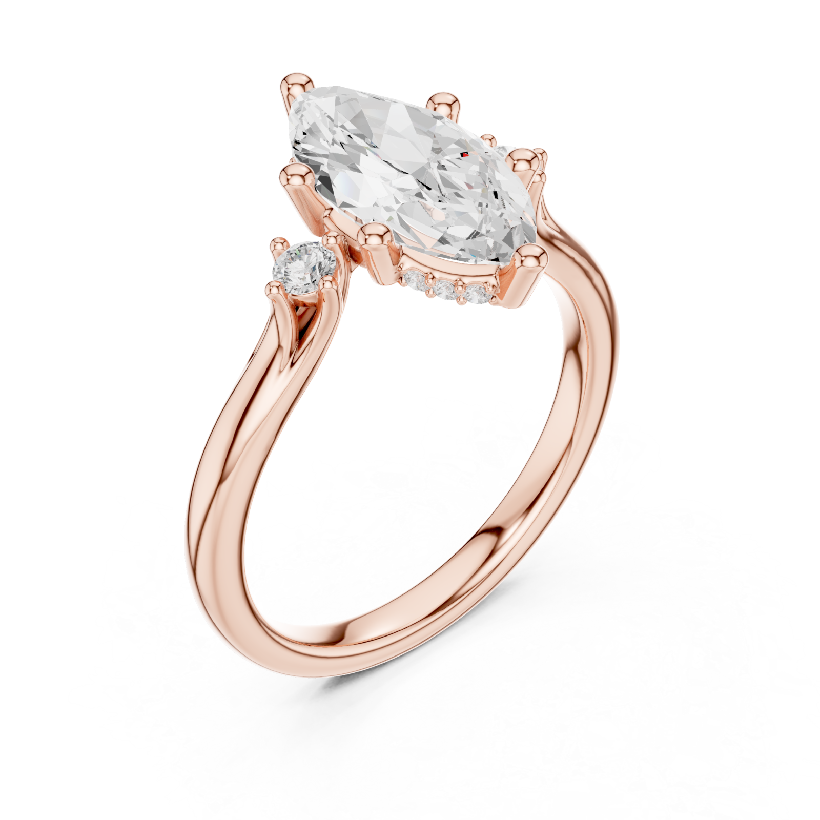  Rose Gold Aurora Allure Marquise Bypass Ring Right View