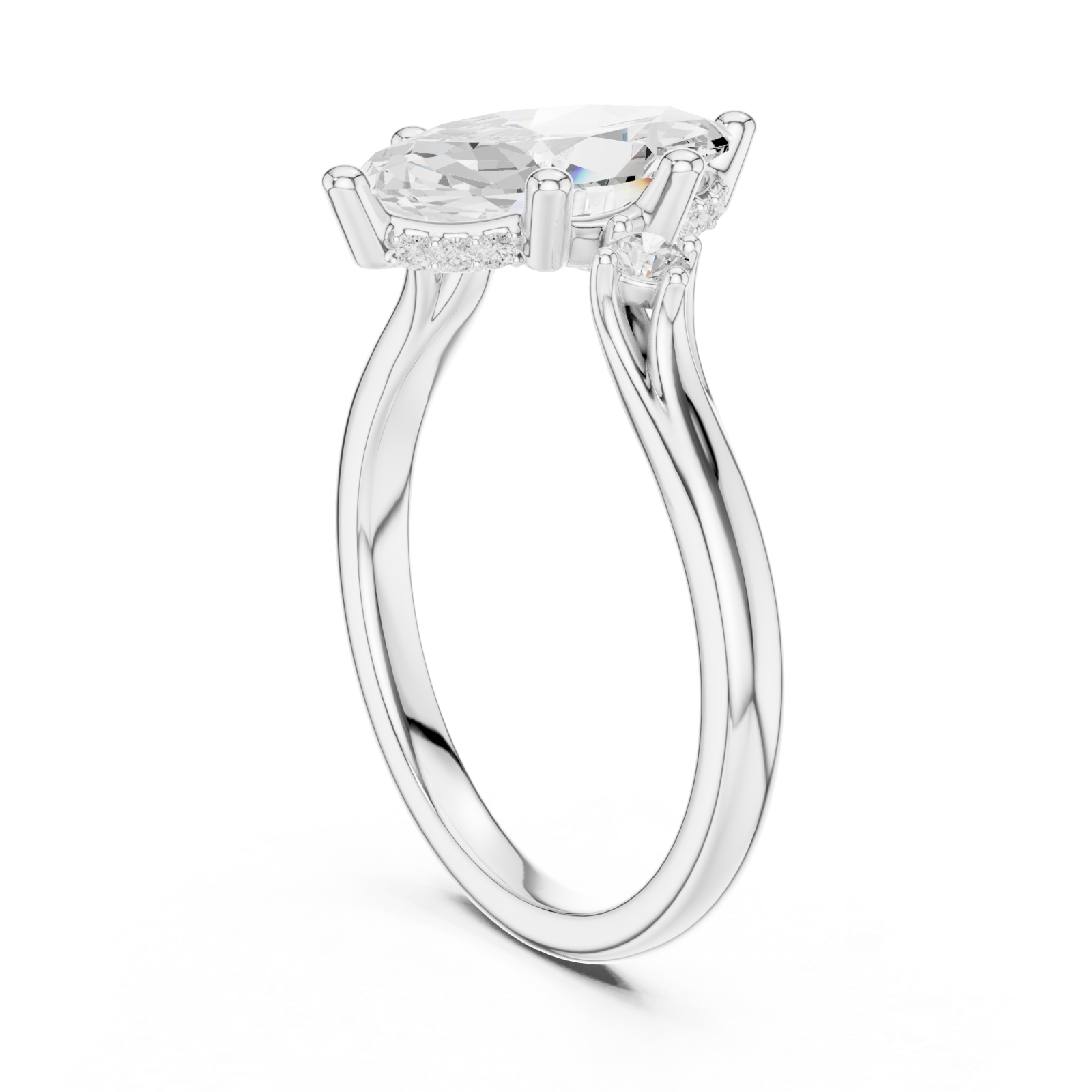 White Gold Aurora Allure Marquise Bypass Ring Left View