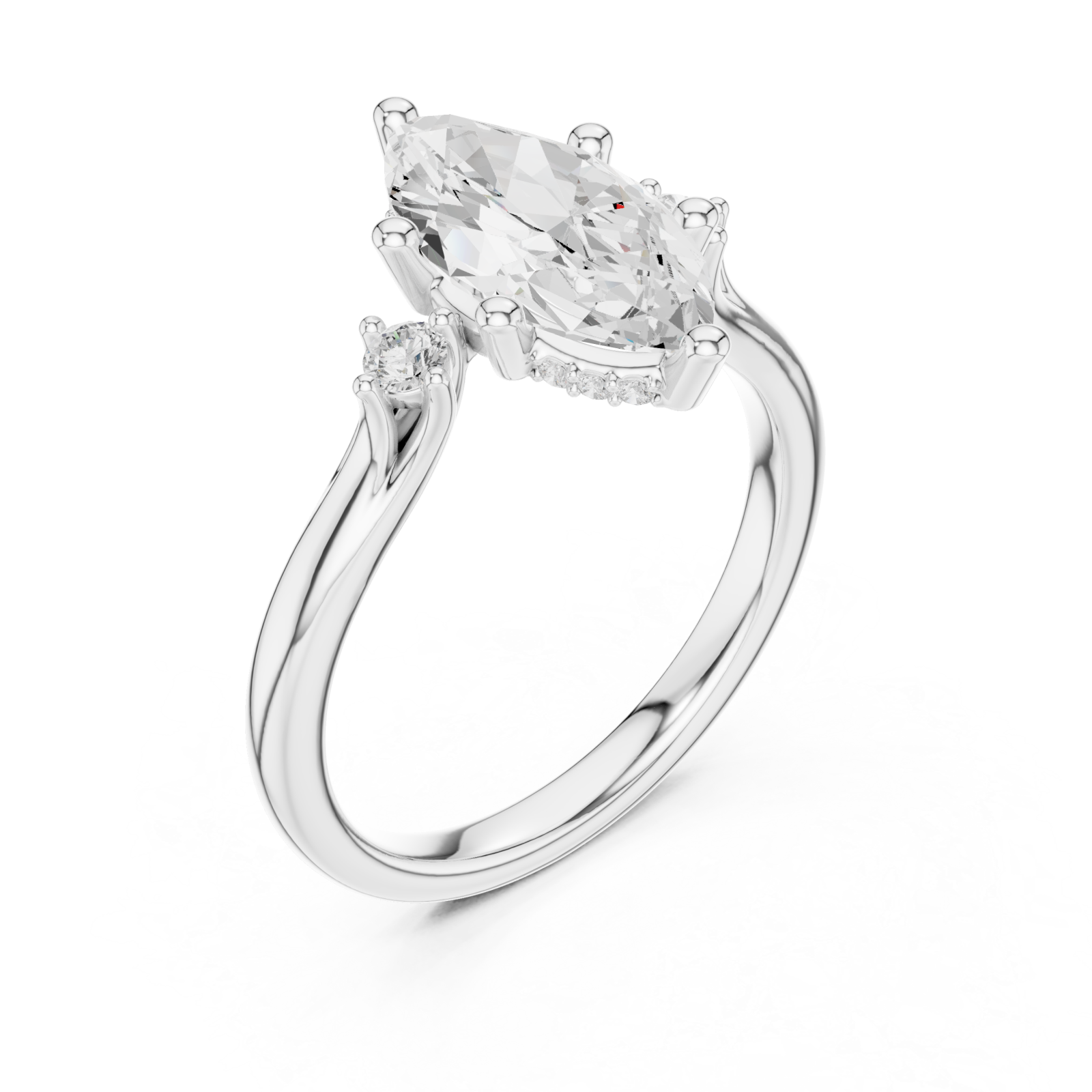  White Gold Aurora Allure Marquise Bypass Ring Right View