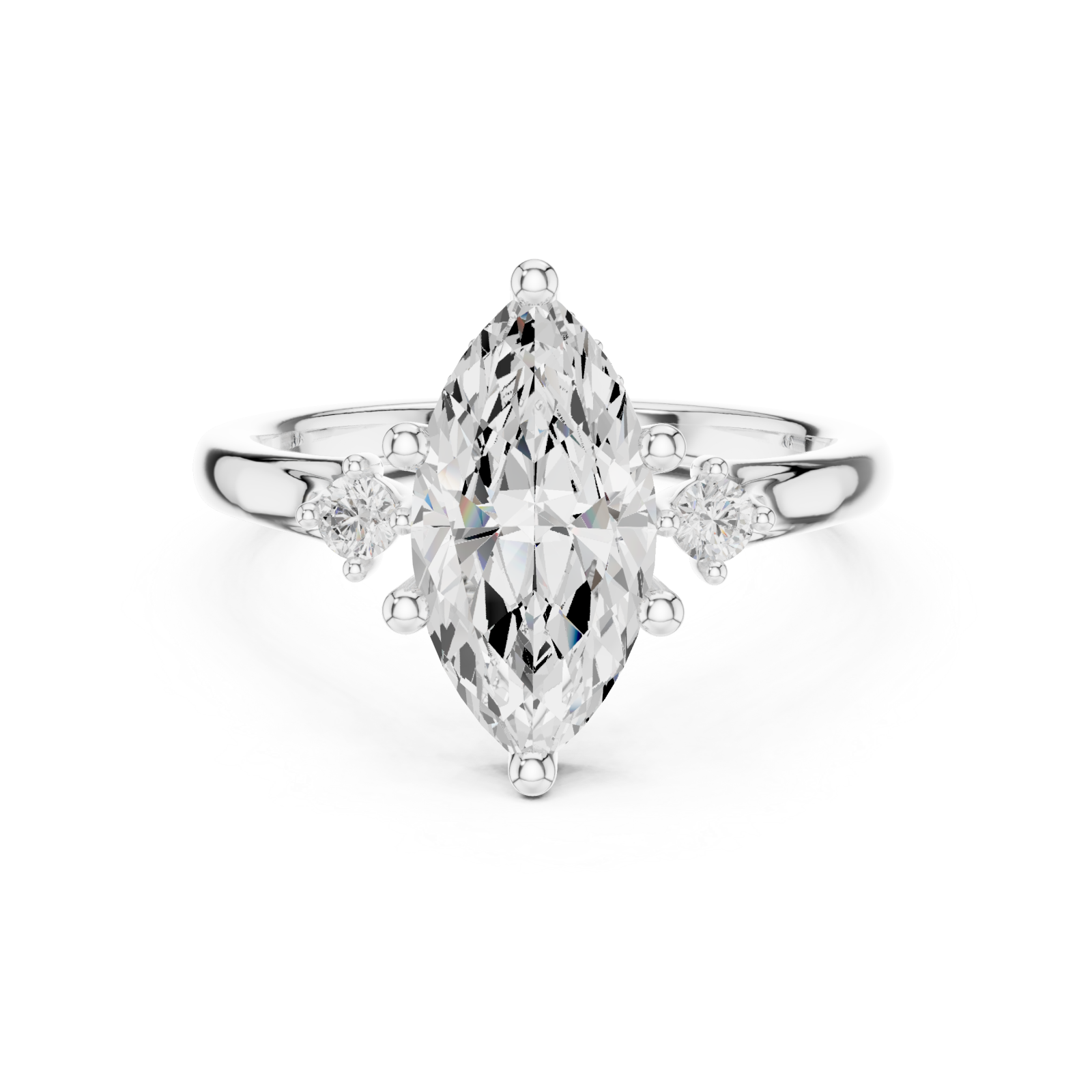  White Gold Aurora Allure Marquise Bypass Ring Front View