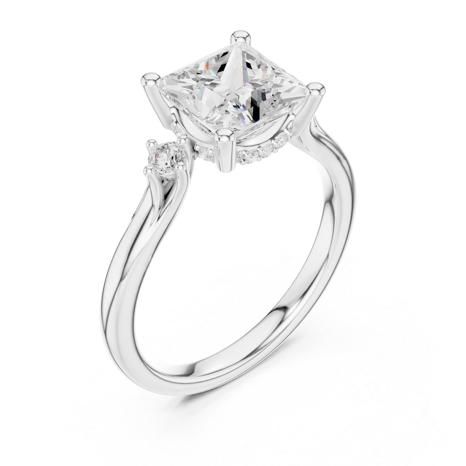  White Gold Graceful Motion Bypass Ring Right View