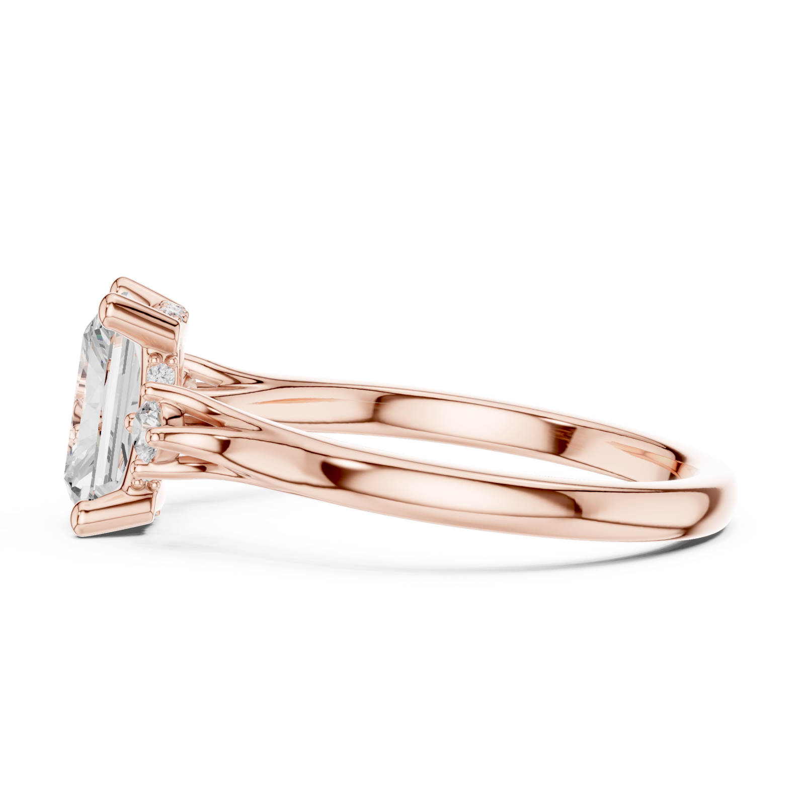  Rose Gold Celestial Harmony Solitaire Engagement Ring Side View