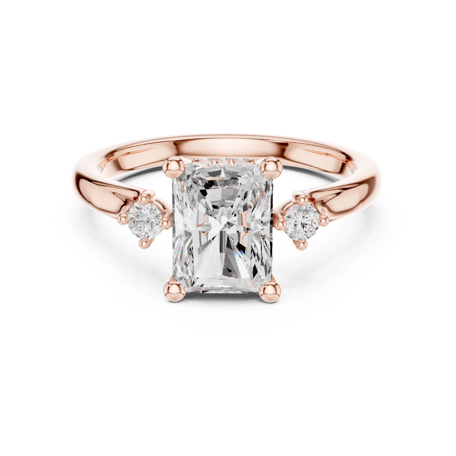  Rose Gold Celestial Harmony Solitaire Engagement Ring Front View