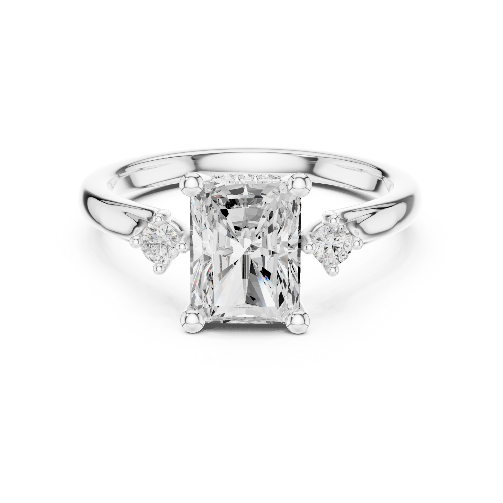  White Gold Celestial Harmony Solitaire Engagement Ring Front View