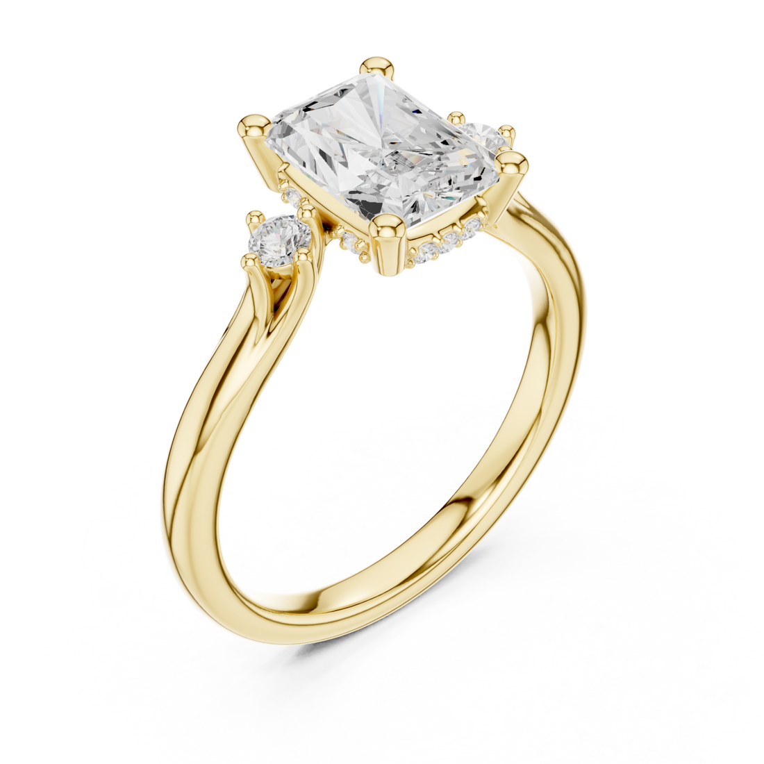 Gold Celestial Harmony Solitaire Engagement Ring Right View