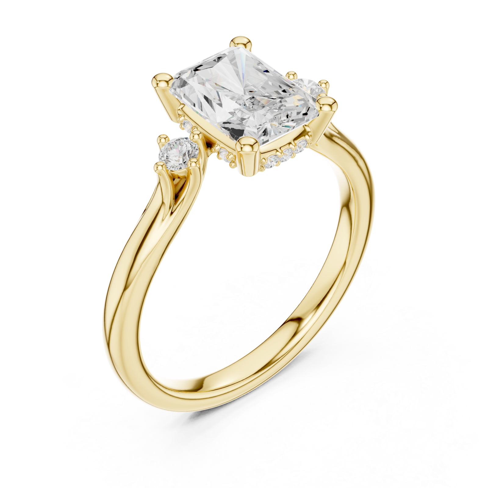 Gold Celestial Harmony Solitaire Engagement Ring Right View