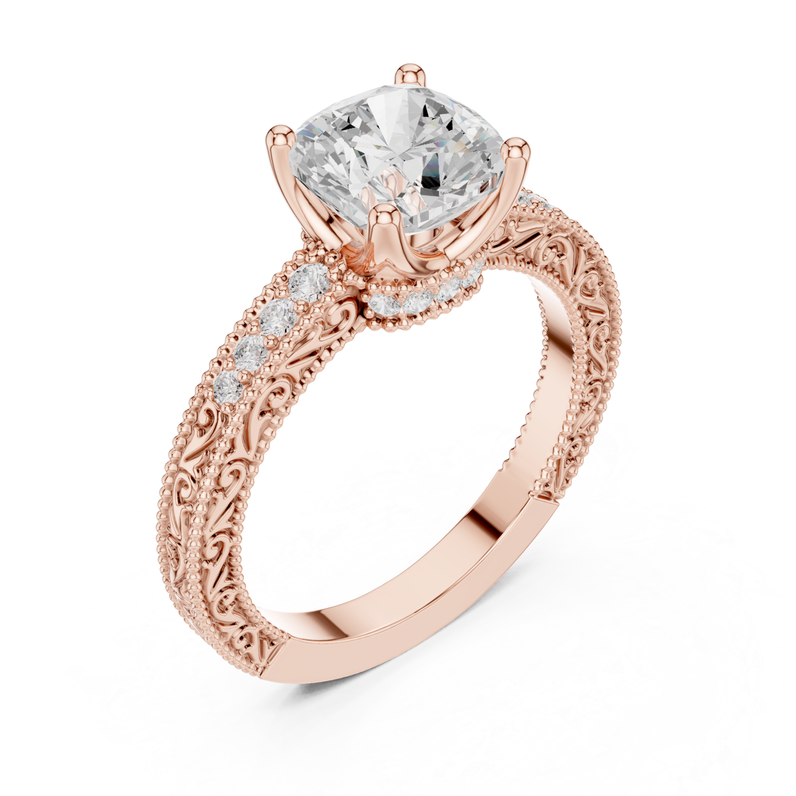  Rose Gold Regal Grace Solitaire Ring Right View