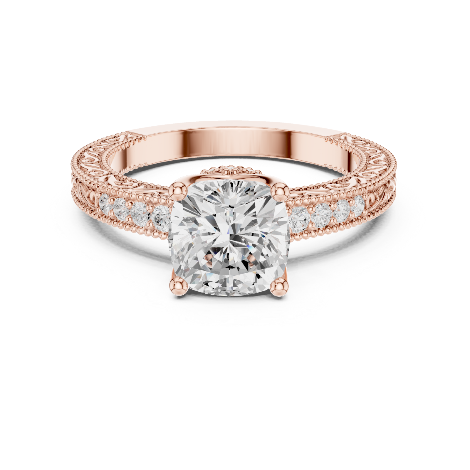  Rose Gold Regal Grace Solitaire Ring Front View