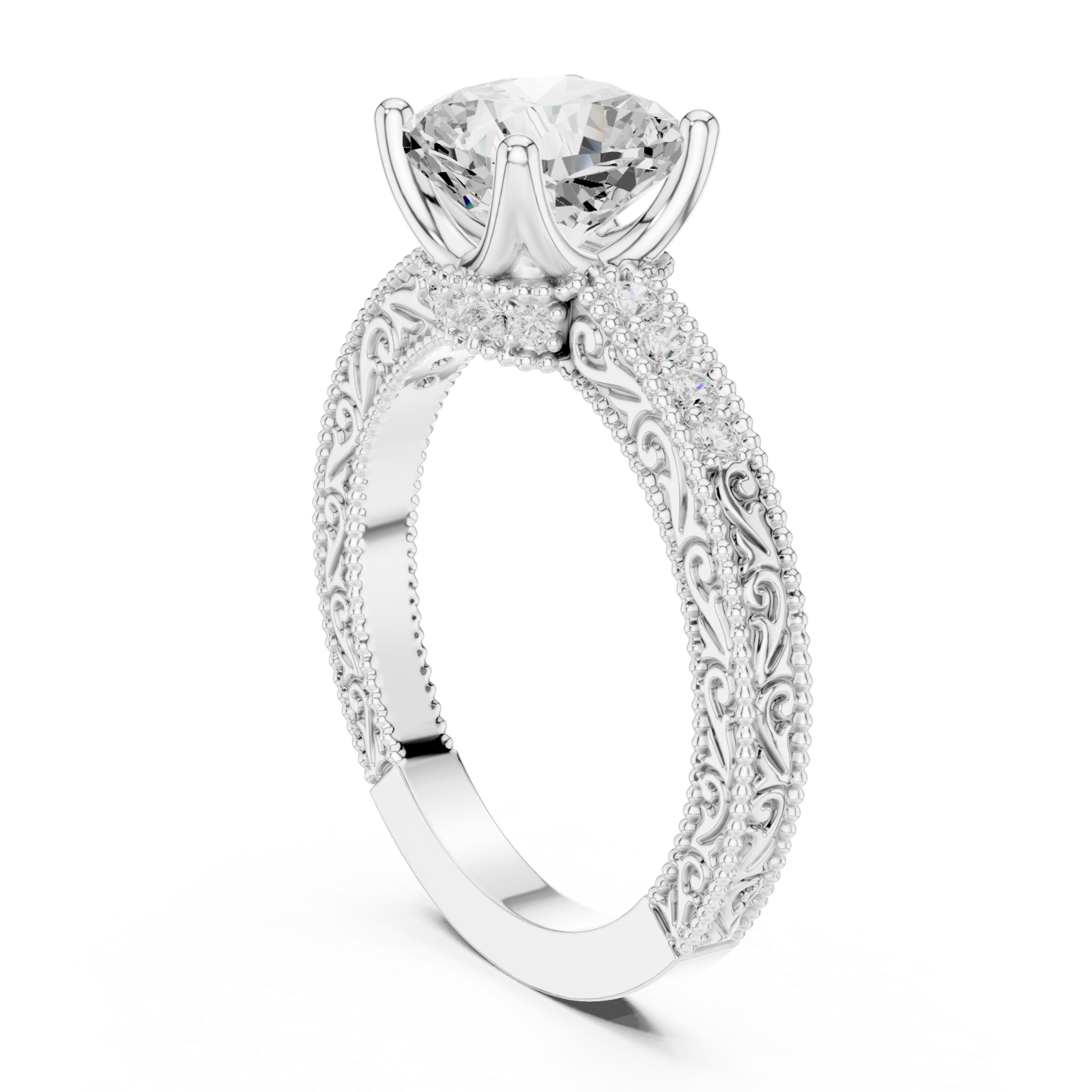  White Gold Regal Grace Solitaire Ring Left View