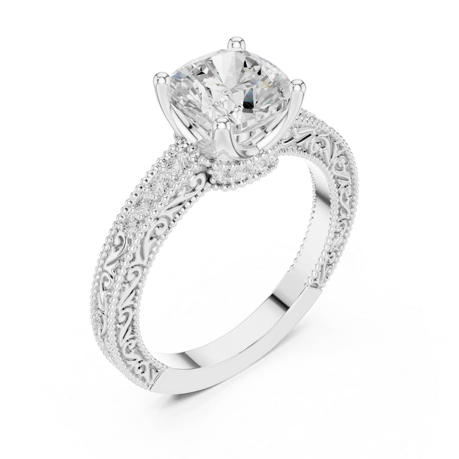  White Gold Regal Grace Solitaire Ring Right View