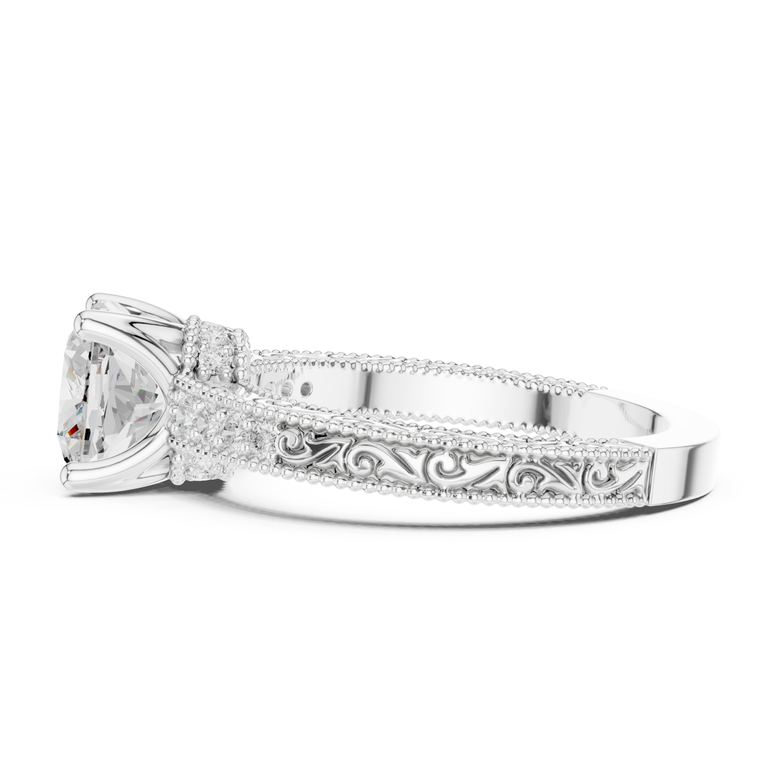  White Gold Regal Grace Solitaire Ring Side View
