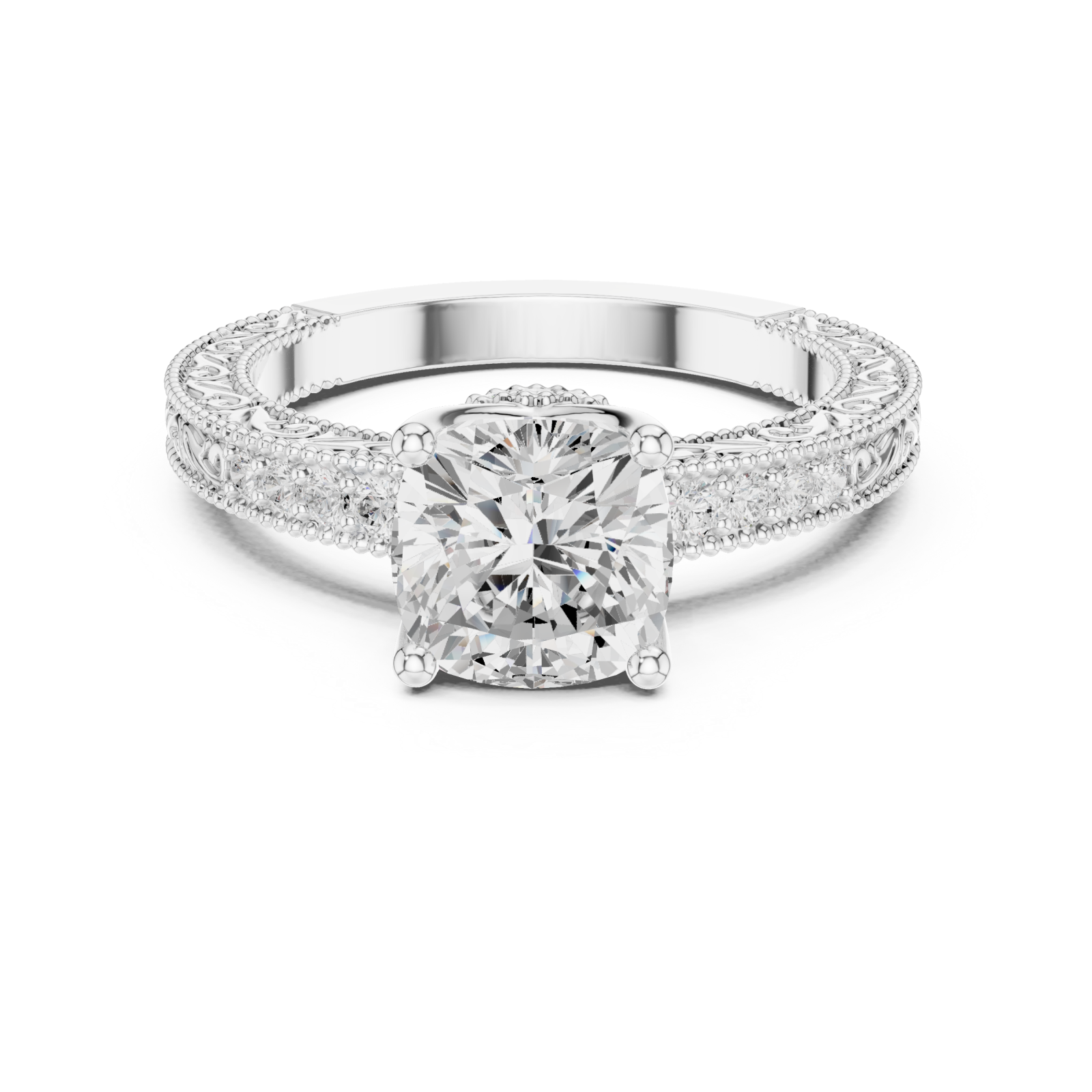  White Gold Regal Grace Solitaire Ring Front View