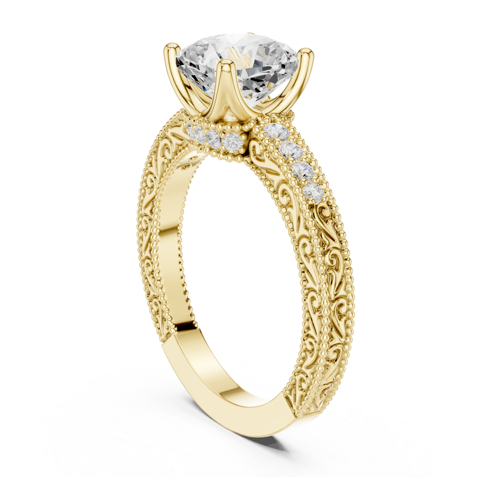  Gold Regal Grace Solitaire Ring Left View