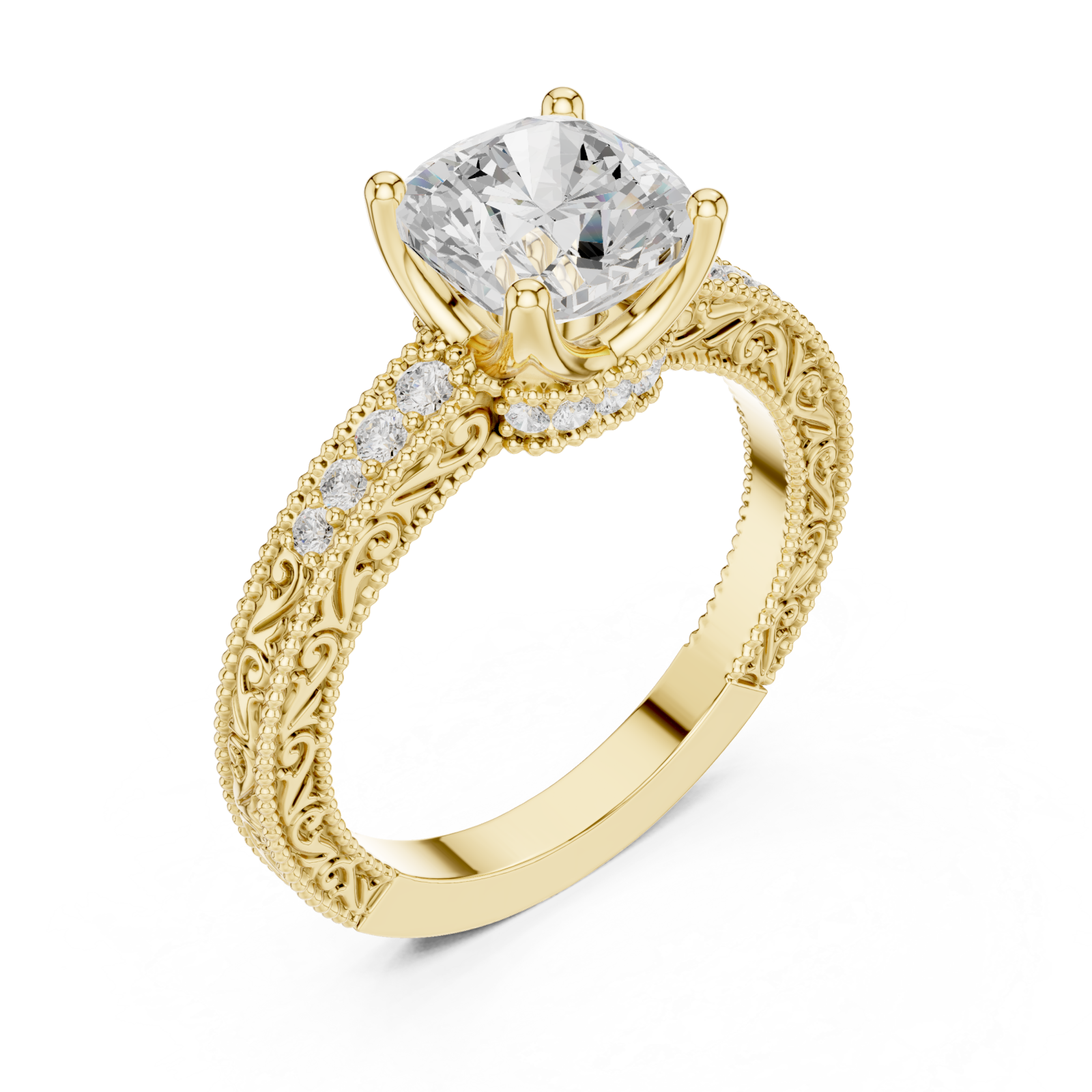 Gold Regal Grace Solitaire Ring Right View