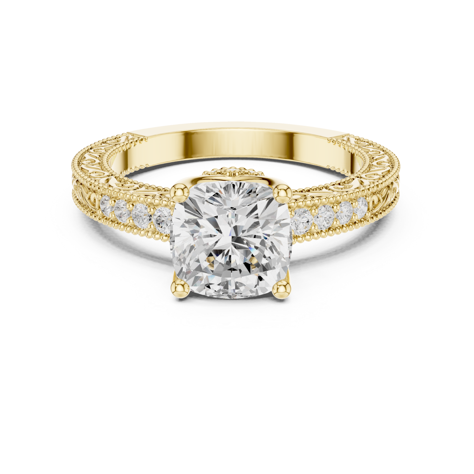  Gold Regal Grace Solitaire Ring Front View