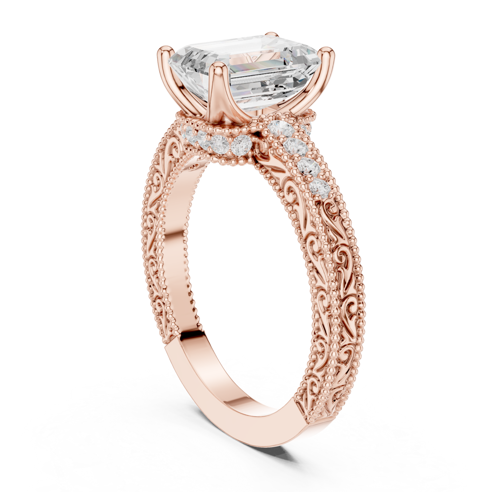  Rose Gold Allure of Vintage Grandeur Ring Left View