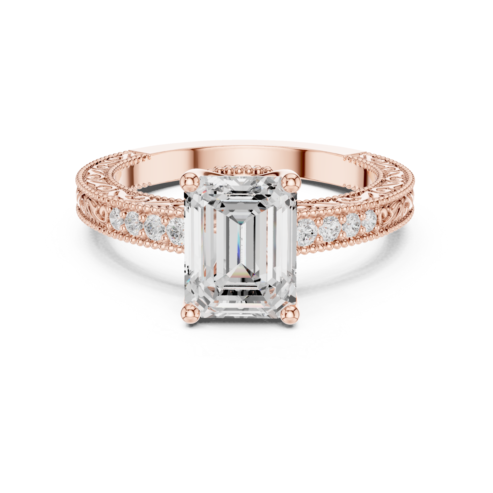  Rose Gold Allure of Vintage Grandeur Ring Front View