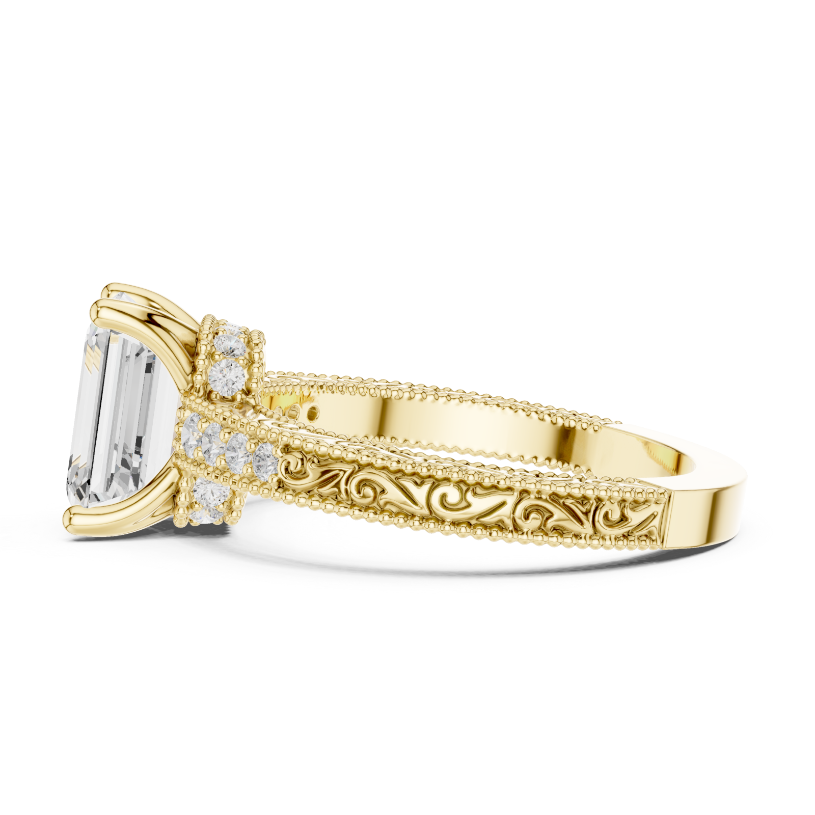  Gold Allure of Vintage Grandeur Ring Side View