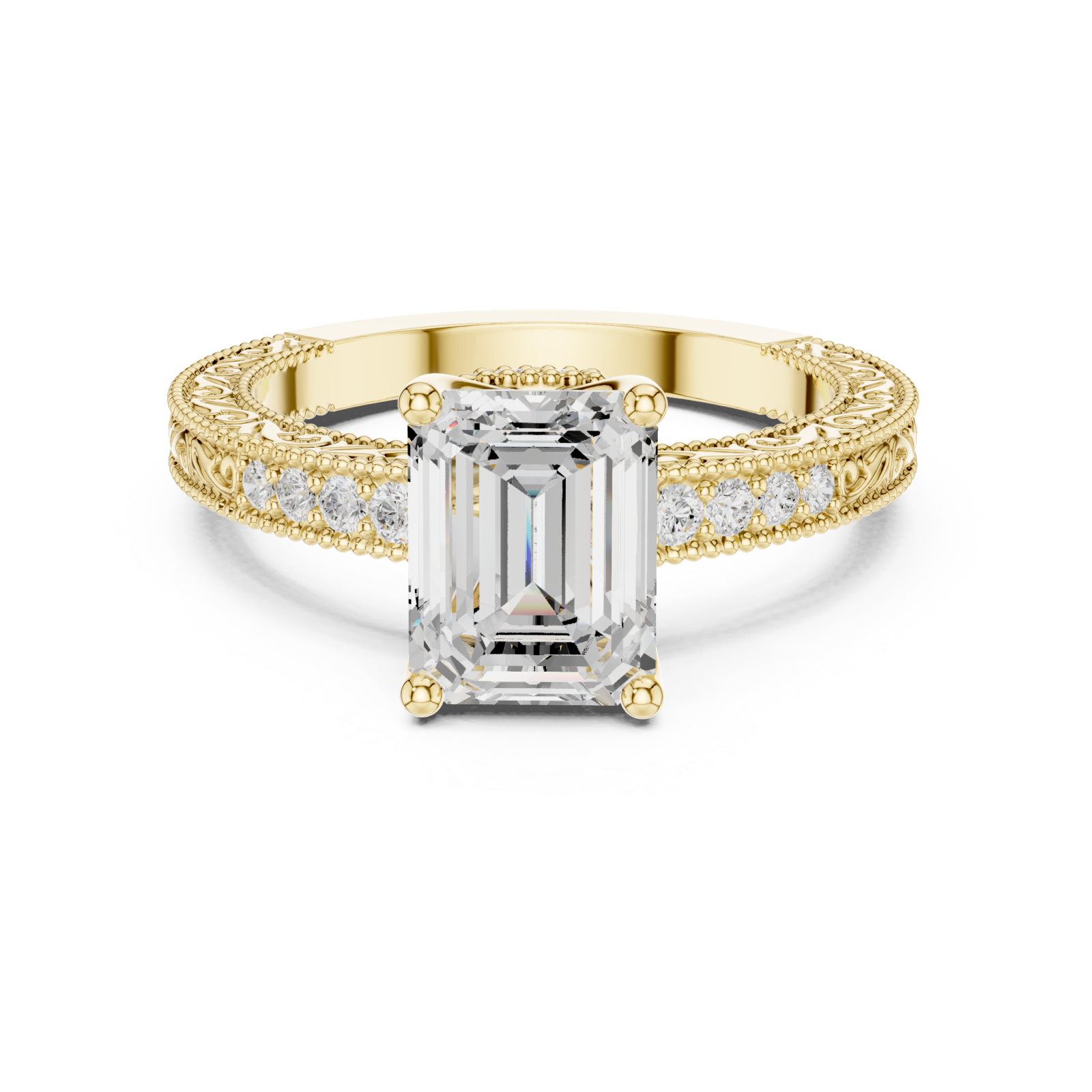  Gold Allure of Vintage Grandeur Ring Front View
