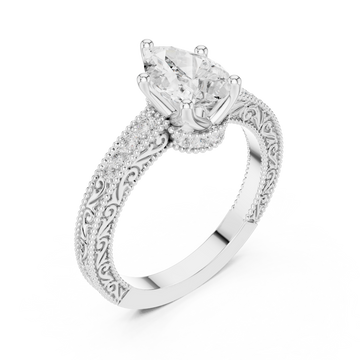  White Gold Eternal Willow Ornate Band Ring Right View