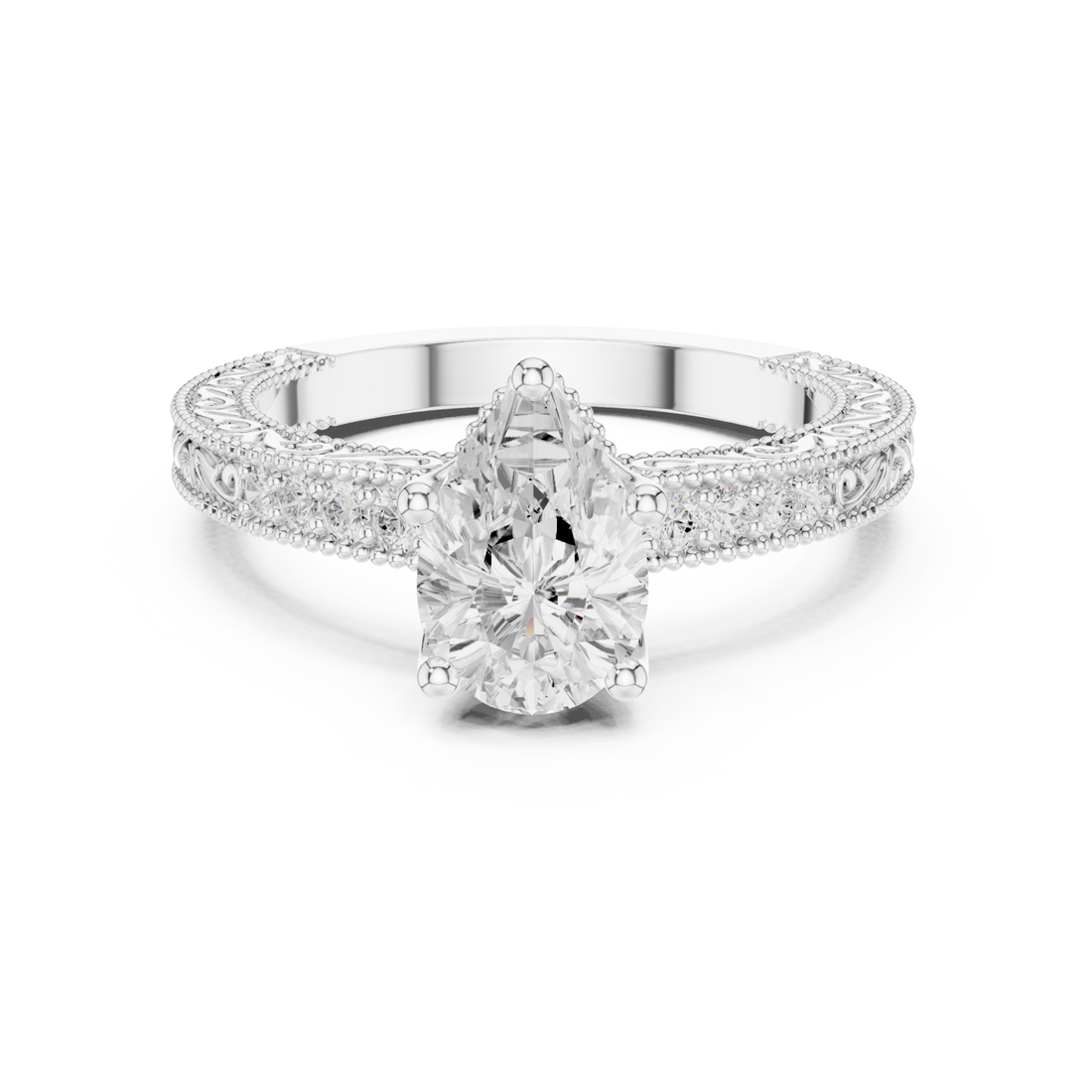  White Gold Eternal Willow Ornate Band Ring Right View