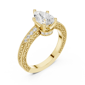 Gold Eternal Willow Ornate Band Ring Right View