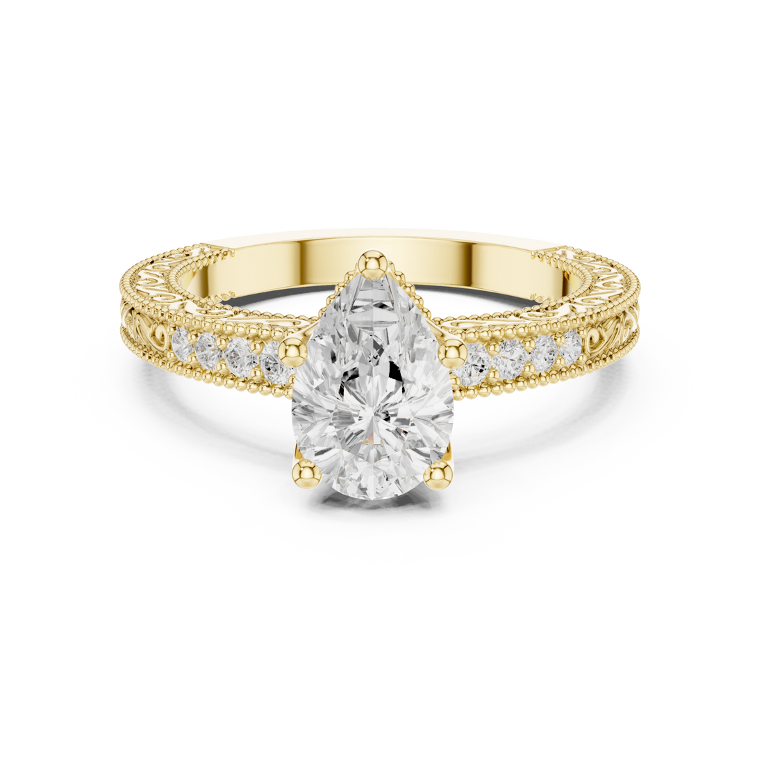 Gold Eternal Willow Ornate Band Ring Right View