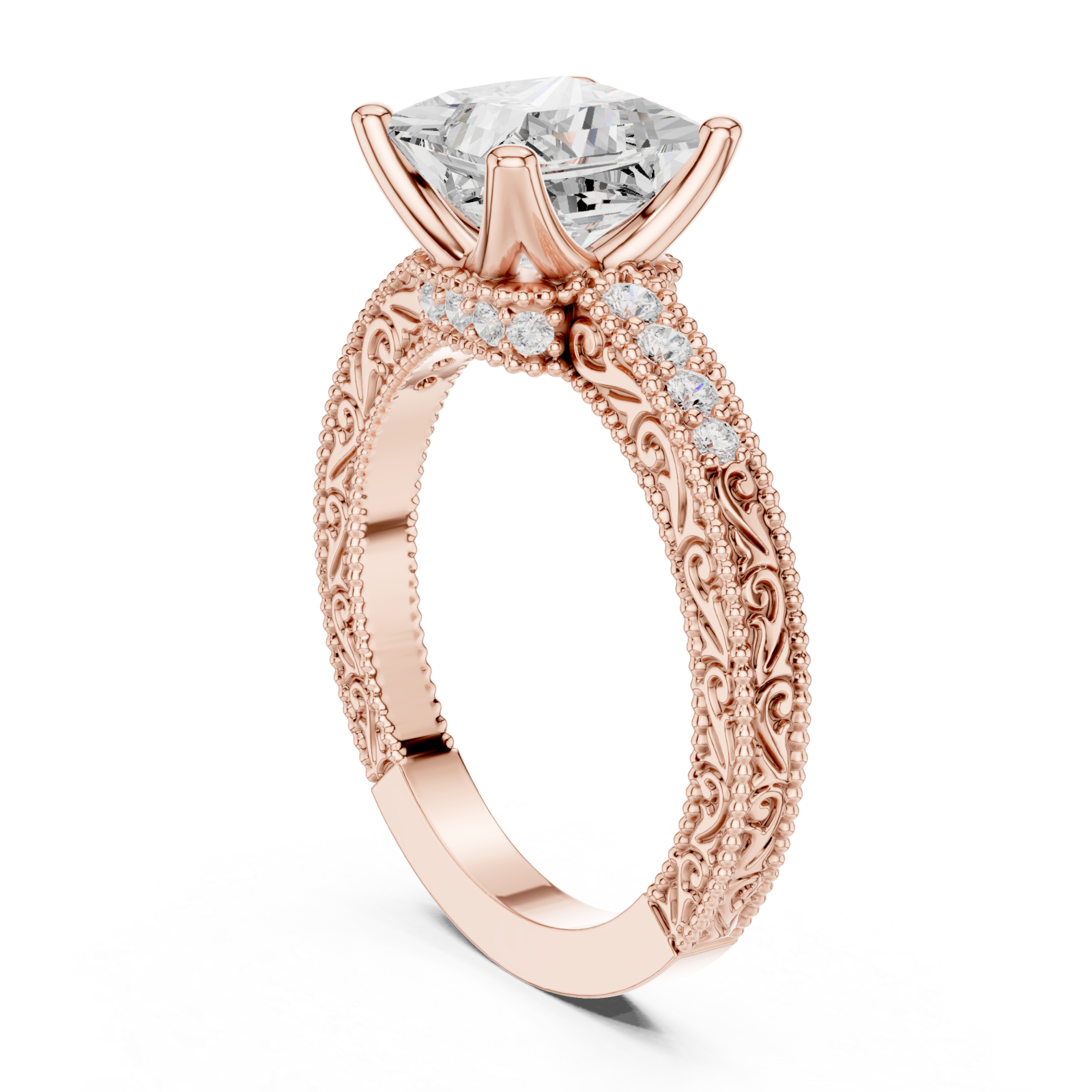  Rose Gold Timeless Splendor Regal Engagement Ring Left View