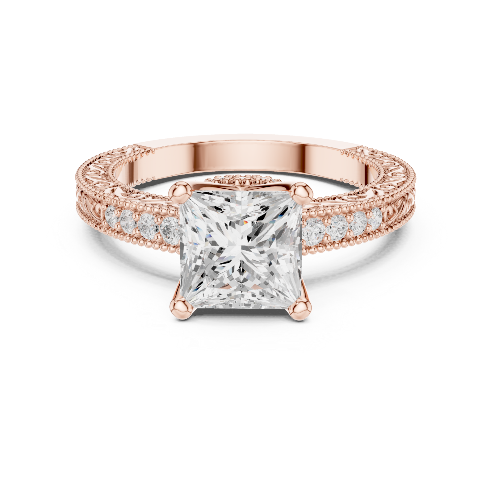  Rose Gold Timeless Splendor Regal Engagement Ring Front View