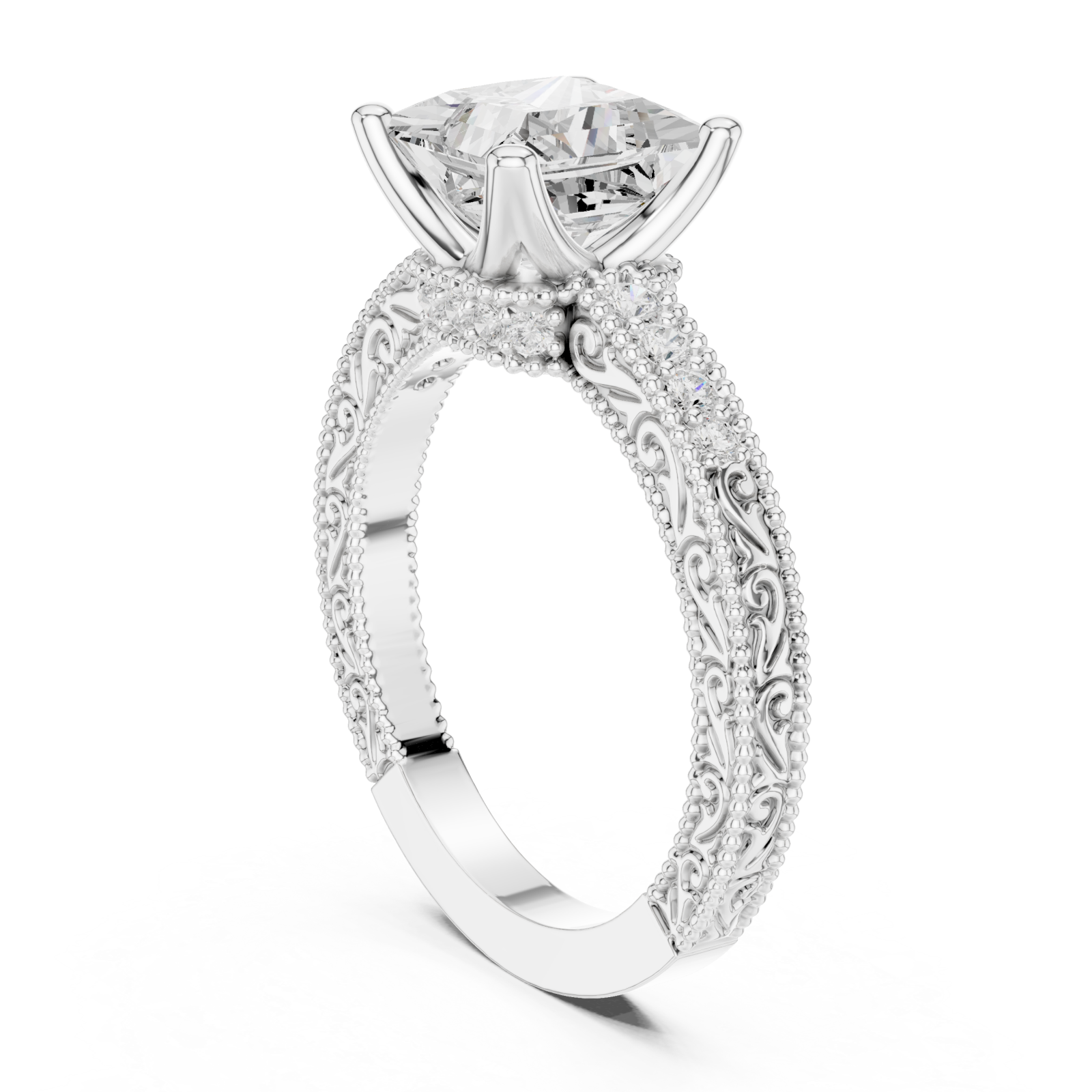  White Gold Timeless Splendor Regal Engagement Ring Left View