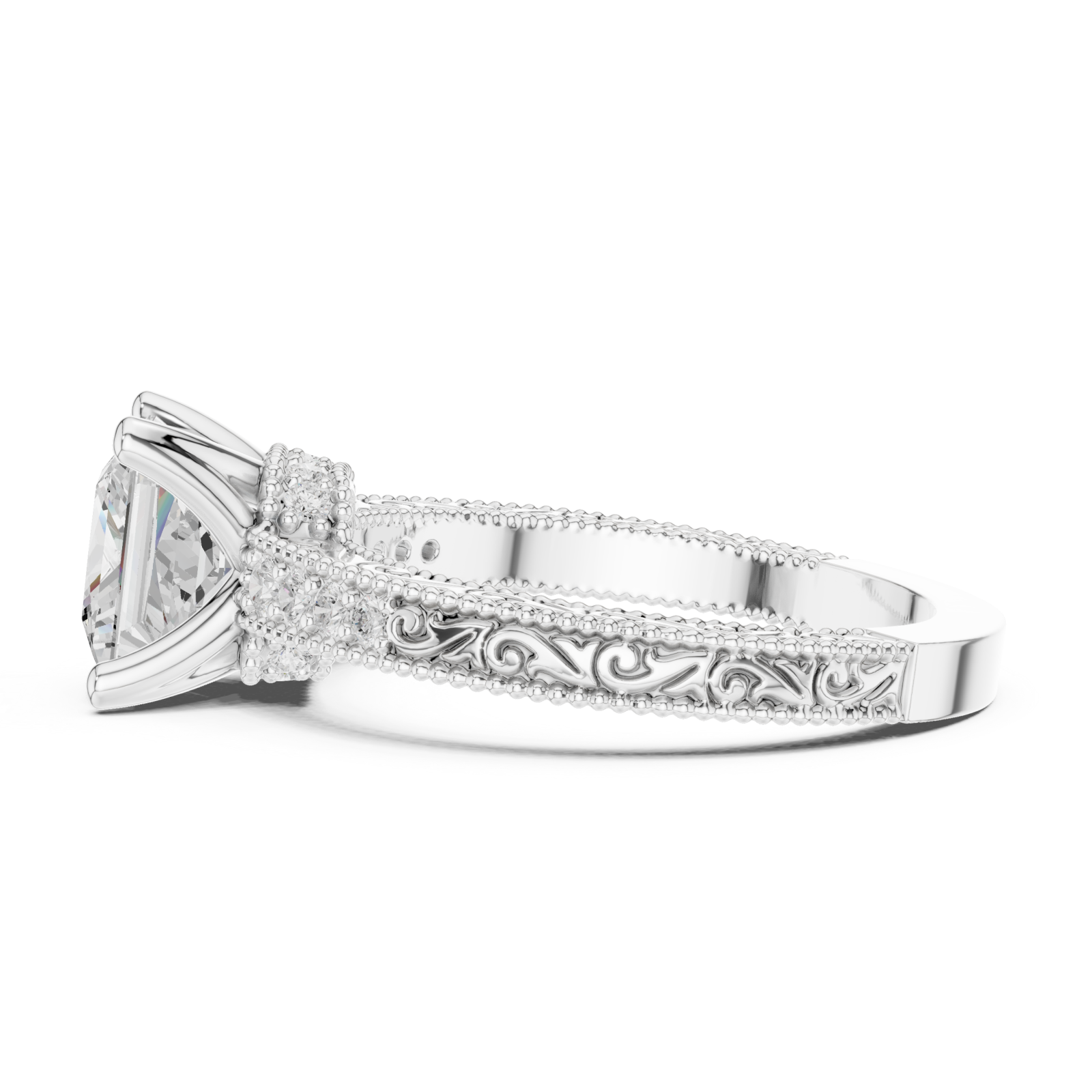  White Gold Timeless Splendor Regal Engagement Ring Side View