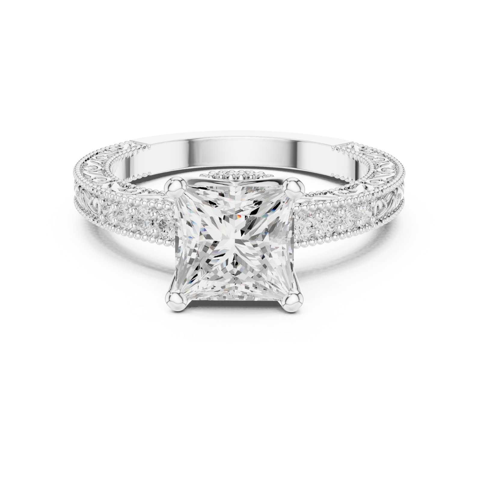  White Gold Timeless Splendor Regal Engagement Ring Front View